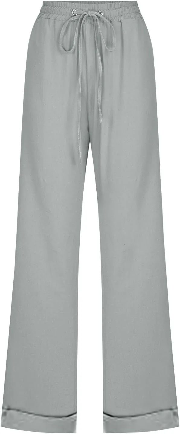 Womens Wide Leg Harem Pants Winter Nice Business Thermal with Pockets Fleece Lined Wide Leg