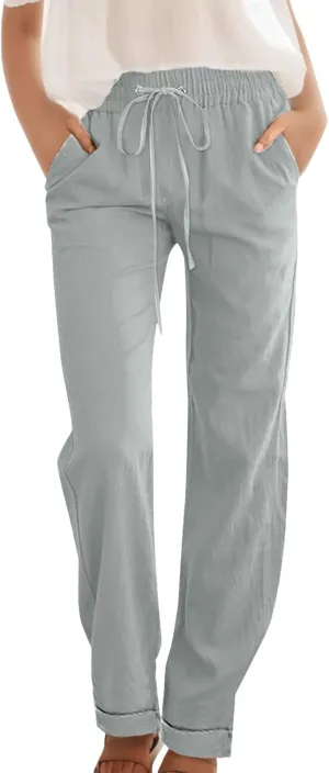 Womens Wide Leg Harem Pants Winter Nice Business Thermal with Pockets Fleece Lined Wide Leg