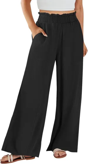 Yoga Pants Women Wide Leg Casual High Waist Loose Elastic Pants Elastic Waist Breathable Vacation Comfort Trousers