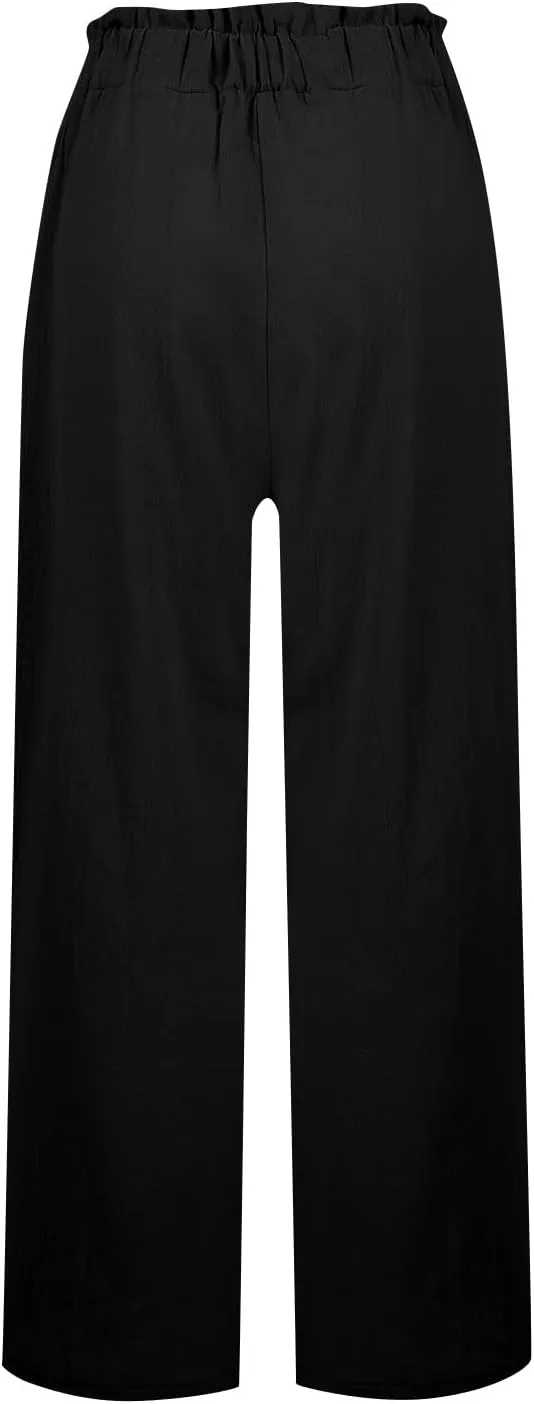 Yoga Pants Women Wide Leg Casual High Waist Loose Elastic Pants Elastic Waist Breathable Vacation Comfort Trousers