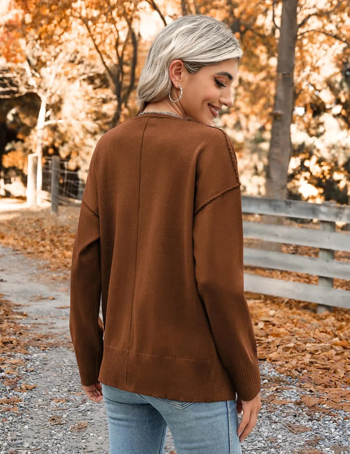 Zeagoo Women 2024 Button Down Cardigan Sweaters Open Front Lightweight Cardigans V Neck Loose Knit Fall Outwear