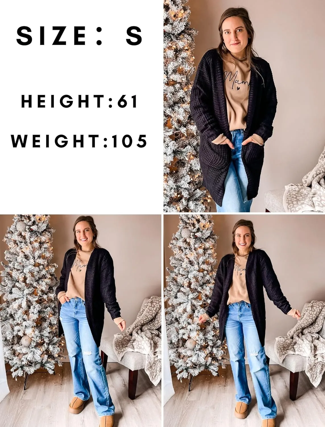 Zeagoo Women's 2025 Fall Open Front Cardigan Long Batwing Sleeve Chunky Knit Sweater Loose Outerwear Coats with Pockets